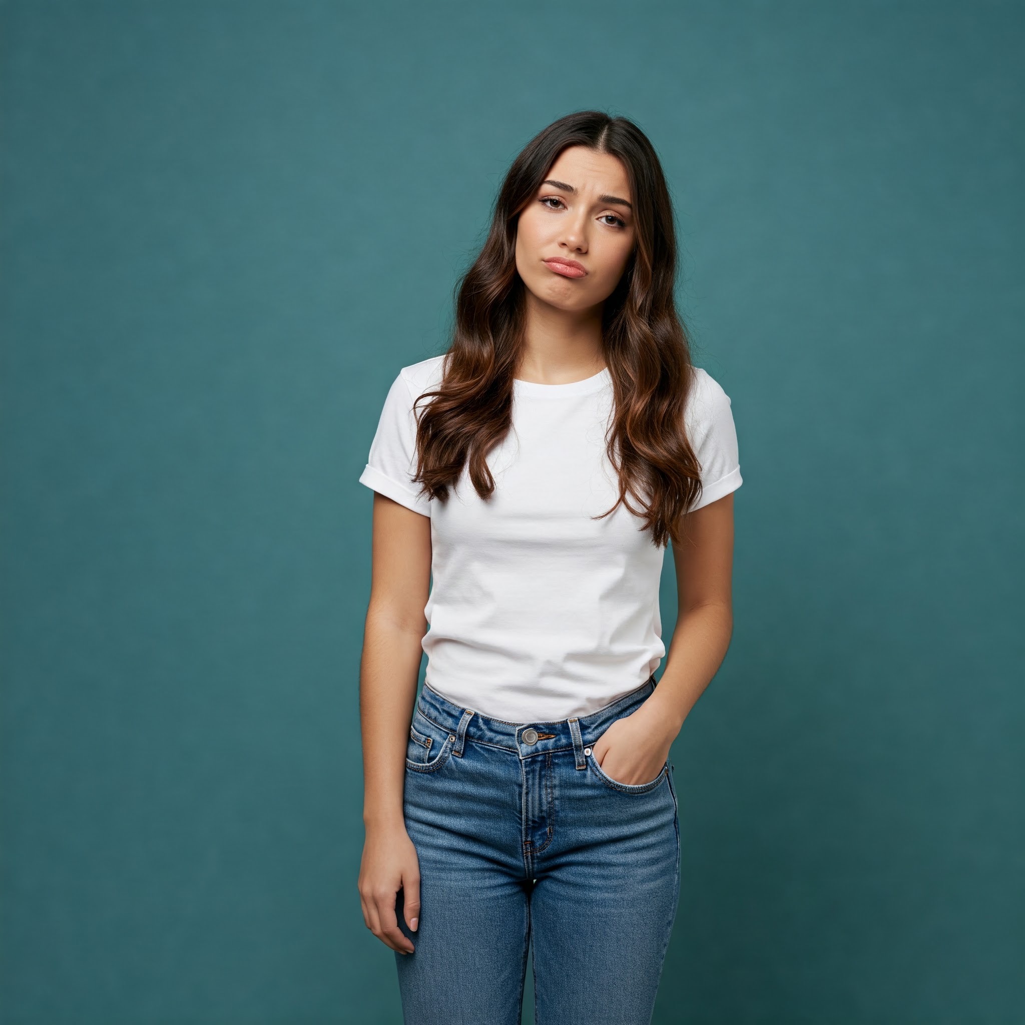 photo of Sad Woman with Hand in Pocket